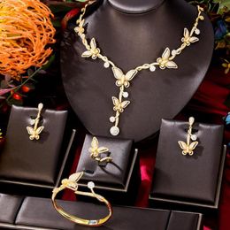 Necklace Earrings Set GODKI Luxury Romantic Butterflys Bangle Ring Jewellery For Women Stage Performance Party Bridal Wedding