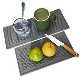 Silicone Dish Drying Mats 29x14.5cm Foldable Insulated Soft Rubber Dishes Protector Sink Mat Table Kitchen Placemats