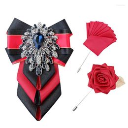 Bow Ties Original Jewellery Tie Brooch Set Luxury Rhinestone High-end Business Formal Dress Bowtie Pins Men Wedding Accessories