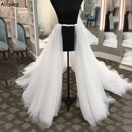 Detachable Skirt for Wedding Gowns Petticoat Four Layers Tulle Front Slit Removable Court Train for Bridal Dress Jumpsuits A Line Skirts AL9716