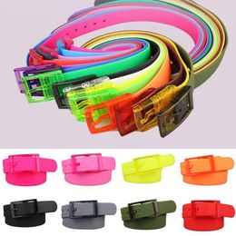 Belts 1PC Candy Colour Plastic Silicone Rubber Waistband Buckle Pins Jeans Summer Skinny Waist Belt