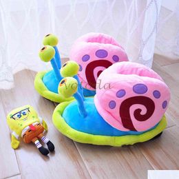 Slippers Slippers Home Plush Shoes Flat Slides Cotton Slipper Flop Winter Cartoon Women Funny Cute Snail Indoor Cosy Furry Warm Drop Dhjok