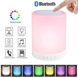 Portable Speakers Colorful Night Light With Wireless Bluetooth Speaker Smart Touch Control Colors LED Desk Table Lamp Support TF Card AUX 221101