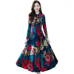 Casual Dresses Women's Long Dress 2022 Middle-aged Mother Spring Autumn Fashion Female Sleeve Cheongsam Elegant Clothes