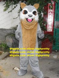 Cute Gray Groundhog Bobac Tarabagane Sisel Mascot Costume Cartoon Character Mascotte Adult Smiling Face Grey Cloth No.zz2030