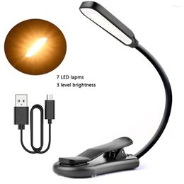 Table Lamps Rechargeable Book Light 7 LED Reading With 3-Level Warm Cool White Daylight Flexible Easy Clip Night Lamp In Bed