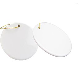 Christmas Decorations 10pcs 3 Inch Round Circle Custom Sublimation Blank Ceramic Pendant Ornaments Flat Tree Decor With Rope