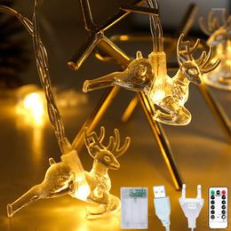 Strings Deer Fairy Lights LED String Garland Christmas Bedroom Decor Lamp Home Outdoor Lighting Birthday Wedding Holiday Patio Party