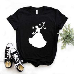 Bird Princess Print Women Tops Hipster Funny T-shirt Lady Yong Girl 6 Colour Top Tee