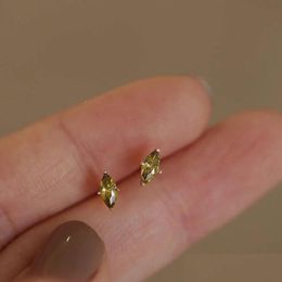 Stud Stud Designer Original Olive Green Zircon Inlaid Marquise Diamond Earrings Fresh Temperament Simple Ladies Sier Jewelry Drop De Dheoc