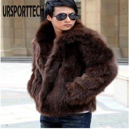 Men's Fur Faux Fur URSPORTTECH Winter Men Faux Fur Coat Jacket Male Fashion Loose Warm Coat Male Streetwear Thicken Outwear Overcoat Oversize T221102