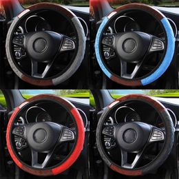 Steering Wheel Covers LEEPEE PU Leather Cover Interior Accessories Universal Wooden Pattern Auto Decoration Car 4 Colours