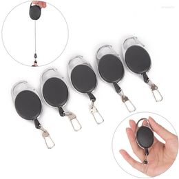 Keychains 1PC Retractable Pull String Key Chain With Clips Anti Lost Ring Alloy Plastic Safty Outdoor Sports Vintage Keychain Black