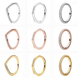 Cluster Rings Arrived Silver Rose Gold Golden Heart Sparkling Classic Pantaro Women European 925 Jewellery Anniversary