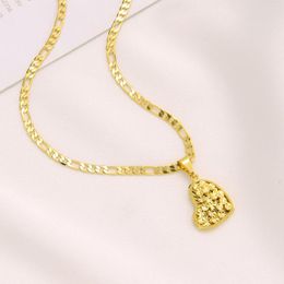 Pendant Necklaces 22k Solid Yellow Gold FINISH Style Womens Cool Skew Heart Italian Figaro Link Chain Necklace 60cm 3 Mm