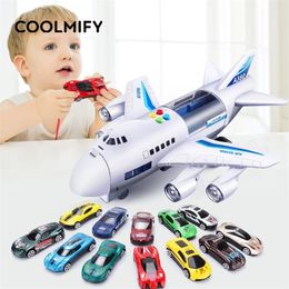 Diecast Model car Large Size Boys Toy Airplane Music Story Simulation Track Inertia Aircraft Passenger Plane Kids Airliner Car Gifts 221103