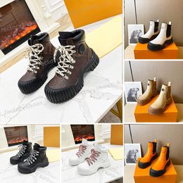 Дизайнерские ботинки Ruby Flat Boot Women Ranger Bootie Cowhide Кожаная платформа для ботинок chelsea