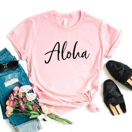 Aloha Print Women Tshirts Casual Funny T Shirt For Lady Top Tee Hipster 6 Colour