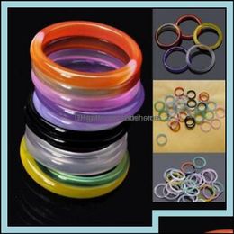 Three Stone Rings 50/100Pcs Wholesale Ring Jewelry Lots Natural Agate Gemstone Mix Colorf Rings Drop Delivery 2021 Three Stone Rux17 Otwzs