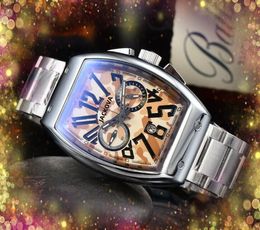 Luxury big dial men watch 43mm week calendar stainless steel casual business Arabic digital timing run second Luminous quartz Popular Wristwatch Montre De Luxe