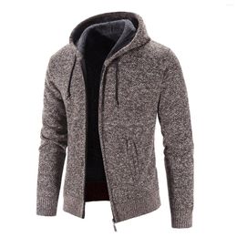 Men's Sweaters Autumn Men's Zipper Hoodie Cardigan Plus Velvet Jacket Long Sleeve Turtleneck Sweatshirt Top Men Clothing