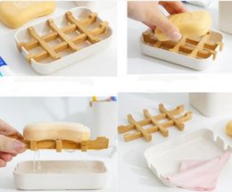 UPS Creative Modern Simple Bathroom Anti Slip Bamboo Fiber Soap Dish Tray Holder 13.2x8.5x2.5cm