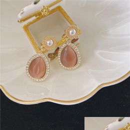Stud Stud Vintage Luxury Classic Court Style Crystal Earring For Women Gold Colour Earrings Party Jewellery Accessories Gifts Drop Deli Dhhbq