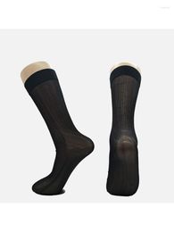 Men's Socks 12 Pairs Wholesale Summer Men Business Leisure Size Pure Color Polyester Thin Silk Old Medium Tube Long Light Stockings