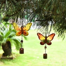 Decorative Figurines Colorful Butterfly Pendant Bell Tube Wind Chimes Indoor Outdoor Garden Decor Balcony Decoration Crafts Home