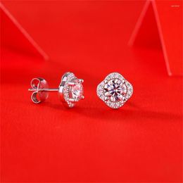 Stud Earrings Fashion S925 Silver Moissanite Years Trend Flower Women's Jewelry Gifts