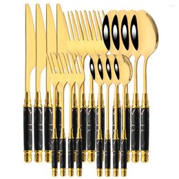 Flatware Sets Black Gold Stainless Steel Cutlery Set Ceramic Handle Knife Fruit Fork Coffee Spoon For Kitchen Dinner Tableware