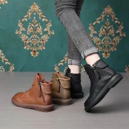 Zipper lateral vintage Low Heel Martin Boots Autumno feminino 2022 New Fashion Bottom Soft Feminino Sapatos femininos