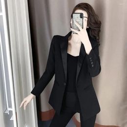 Women's Suits Women Blazer Lapel Solid Colour Long Sleeves Formal Business Warm Single Button British Style Winter Coat For Work