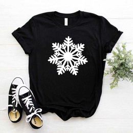 Snowflake Print Women Casual Funny T Shirt For Lady Girl Top Tee Hipster Drop Ship