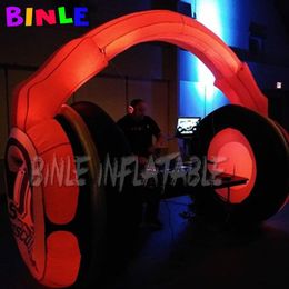 Inflatable Bouncers Advertising red and black Inflatable Earphone Headphone Model with led lights for music festival DJ stage decoration