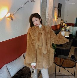 Women's Fur Winter Leopard Print Jacket Women Stand Collar Warm Mid-length Parka Coat Loose Faux With Scarf Designer Slit