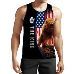 Plus-size S-6XLSummer Men's Lion Tank Tops Animal 3D Printed Sleeveless Cool Vest Women Fashion Casual Harajuku Streetwear Clothing 001