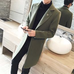 Men's Trench Coats 2022 Fashion Men Wool Blends Mens Casual Business Trench Coat Mens Leisure Overcoat Male Punk Style Blends Dust Coats Jackets T221102