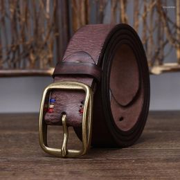 Belts High Quality Retro Wild Old Pin Buckle Tide Jeans Belt Casual Men'sGenuine Leather Pure First Layer Cowhide Copper