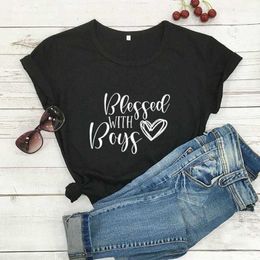 Blessed With Boys Printed T Shirt Womens T-shirt Arrival Summer Funny Casual Mom