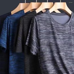 Men's T Shirts Summer Shirt Men O Neck Short Sleeve Tshirts Soft Quick Dry Breathable Business Casual Slim Sports Striped Clothing