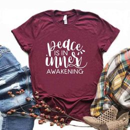 Peace Is Inner Awakening T Shirt Women Tshirts Casual Funny For Lady Top Tee