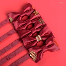 Bow Ties Red Wedding For Men High Quality Bowknot Metal Golden Groom Party Butterfly Men's Gift With Box