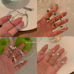 Strand Ladies Fashion Luxury Opal Bracelet Exquisite Butterfly Crystal Braided Cute Pearl Beaded Jewelry Wholesale