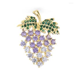 Brooches Wuli&baby Exquisite Grape Brooch Pins For Women Cubic Zirconia Fruits Collar Pin Party Office Jewelry Gifts