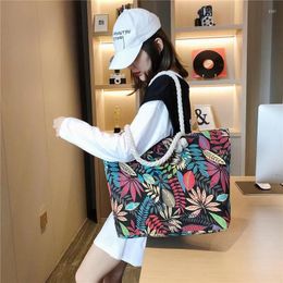 Evening Bags Fashion Folding Women Big Size Handbag Tote Ladies Casual Striped Printing Canvas Graffiti Shoulder Bag Beach Bolsa Feminina