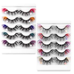 Multilayer Thick Colourful False Eyelashes Christmas Edition Messy Crisscross Handmade Reusable Mink Fake Lashes Full Strip Lash Eyelash Extensions