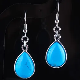 Women Dangle & Chandelier Earrings Natural Blue Turquoises Gem Stone Teardrop Bead Reiki Healing Earrings Bohemian Jewellery R3180