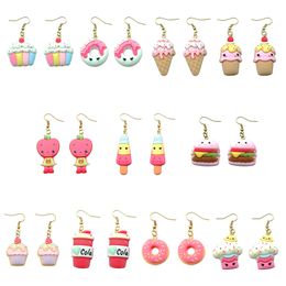 Stud Cake Donuts Earring For Women Resin Ice Cream Drop Earrings Children Handmade Jewellery Diy Gifts Delivery 2022 Smtnl