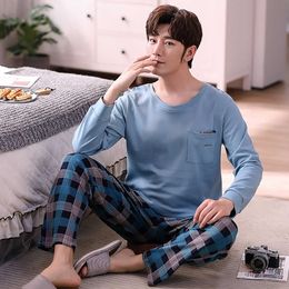 Men's Sleepwear Cotton Men's Thin Pyjama Fashion Plaid Pijama Sets Spring Autumn Casual Long Sleeve Sleepwear Soft Comfortable Pyjamas for Men T221103